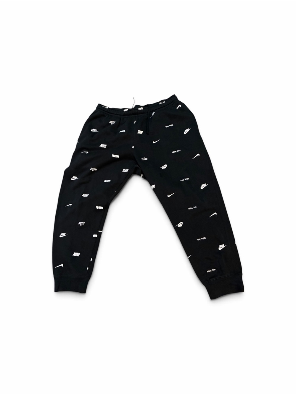 Nike Black Jogger Pants with White Logo Print - Kids